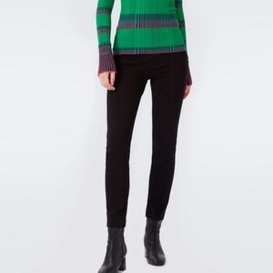 Diane Von Furstenberg Size 2 Tux Genova Black Slimming Pants Zip Ankle Leggings